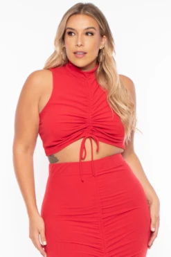Plus Size Sora Crop Top & Skirt Set - Red 3 Plus Size Sora Crop Top & Skirt Set - Red -Kitchensuppliesdeal curvy sense matching sets plus size sora crop top skirt set red 29254009651297