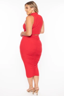 Plus Size Sora Crop Top & Skirt Set - Red 4 Plus Size Sora Crop Top & Skirt Set - Red -Kitchensuppliesdeal curvy sense matching sets plus size sora crop top skirt set red 29254009716833