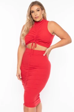 Plus Size Sora Crop Top & Skirt Set - Red 6 Plus Size Sora Crop Top & Skirt Set - Red -Kitchensuppliesdeal curvy sense matching sets plus size sora crop top skirt set red 29254013845601
