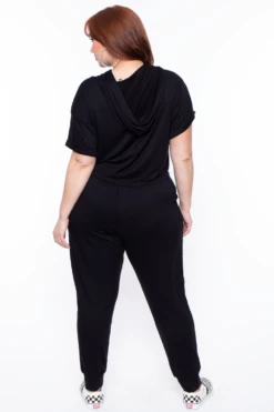 Plus Size Stelle Crop Hoodie & Joggers Set - Black -Kitchensuppliesdeal curvy sense matching sets plus size stelle crop hoodie joggers set black 29254342901857