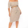 Plus Size Striped Off The Shoulder Matching Set - Cream Stripe 1 Plus Size Striped Off The Shoulder Matching Set - Cream Stripe -Kitchensuppliesdeal curvy sense matching sets plus size striped off the shoulder matching set cream stripe 30021085593697