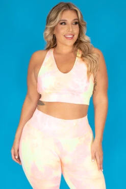 Plus Size Terri Tie Dye Legging Set - Neon Pink -Kitchensuppliesdeal curvy sense matching sets plus size terri tie dye legging set neon pink 29593054183521