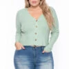 Ambiance Plus Size Delaney Sweater - Sage -Kitchensuppliesdeal curvy sense sweaters cardigans plus size delaney sweater sage 29266163499105