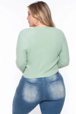Ambiance Plus Size Delaney Sweater - Sage -Kitchensuppliesdeal curvy sense sweaters cardigans plus size delaney sweater sage 29266165497953