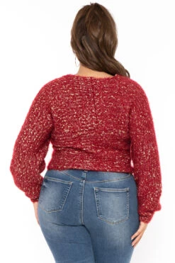 Plus Size Kathleen Cross Front Sweater - Burgundy -Kitchensuppliesdeal curvy sense sweaters cardigans plus size kathleen cross front sweater burgundy 31592092893281
