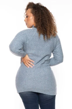 Plus Size Sharika Cable Knit Sweater - Blue -Kitchensuppliesdeal curvy sense sweaters cardigans plus size sharika cable knit sweater blue 30346758553697