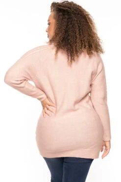 Plus Size Sharika Cable Knit Sweater - Pink -Kitchensuppliesdeal curvy sense sweaters cardigans plus size sharika cable knit sweater pink 30346773626977