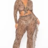 Plus Size Cheetah Print Mesh Front Tie Crop Top & Pant Set - Brown 1 Plus Size Cheetah Print Mesh Front Tie Crop Top & Pant Set - Brown -Kitchensuppliesdeal curvy sense swimwear plus size cheetah print mesh front tie crop top pant set brown 30020945936481