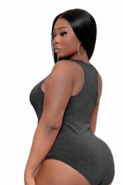 Plus Size Acid Wash Racerback Tank Bodysuit - Ash Black 4 Plus Size Acid Wash Racerback Tank Bodysuit - Ash Black -Kitchensuppliesdeal curvy sense tops plus size acid wash racerback tank bodysuit ash black 31854908768353