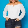 Bluebell Plus Size Aryana Cross Over Top - Ivory -Kitchensuppliesdeal curvy sense tops plus size aryana cross over top ivory 30020730978401