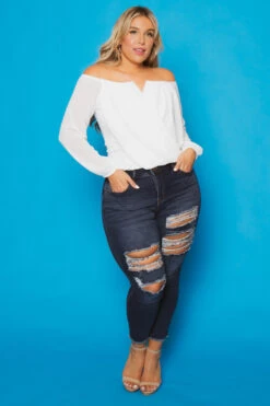 Bluebell Plus Size Aryana Cross Over Top - Ivory -Kitchensuppliesdeal curvy sense tops plus size aryana cross over top ivory 30026422911073