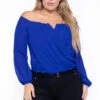 Bluebell Plus Size Aryana Cross Over Top - Royal Blue -Kitchensuppliesdeal curvy sense tops plus size aryana cross over top royal blue 29258599825505