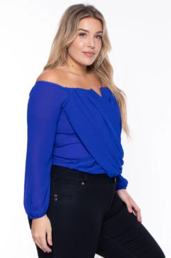 Bluebell Plus Size Aryana Cross Over Top - Royal Blue -Kitchensuppliesdeal curvy sense tops plus size aryana cross over top royal blue 29266245058657