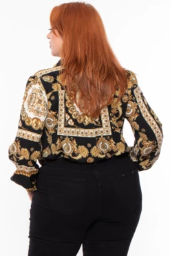 Solid Plus Size Baroque Print Top - Black 4 Solid Plus Size Baroque Print Top - Black -Kitchensuppliesdeal curvy sense tops plus size baroque print top black 29883122614369