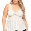 Plus Size Nadia Pleated Satin Tank - Cream 2 Plus Size Nadia Pleated Satin Tank - Cream -Kitchensuppliesdeal curvy sense tops plus size nadia pleated satin tank cream 31843975233633
