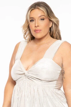 Plus Size Nadia Pleated Satin Tank - Cream -Kitchensuppliesdeal curvy sense tops plus size nadia pleated satin tank cream 31843975266401