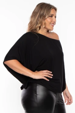 Plus Size Off The Shoulder Top - Black -Kitchensuppliesdeal curvy sense tops plus size off the shoulder top black 29883845410913