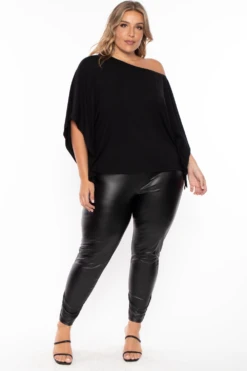 Plus Size Off The Shoulder Top - Black -Kitchensuppliesdeal curvy sense tops plus size off the shoulder top black 29883845607521