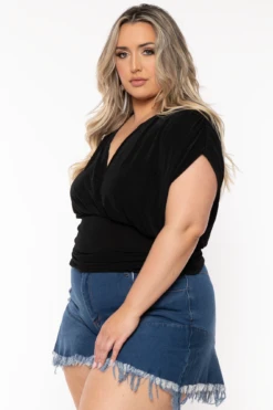 Plus Size Oveta Ruched Dolman Blouse -Black -Kitchensuppliesdeal curvy sense tops plus size oveta ruched dolman blouse black 32279190798433