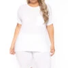 Ambiance Plus Size Tee And Biker Short Set - White -Kitchensuppliesdeal curvy sense tops plus size tee and biker short set white 30026283843681